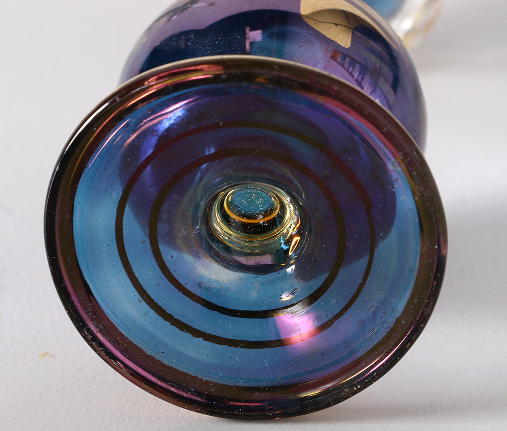 Ornate Art Glass Perfume Bottles with Vanity Trays