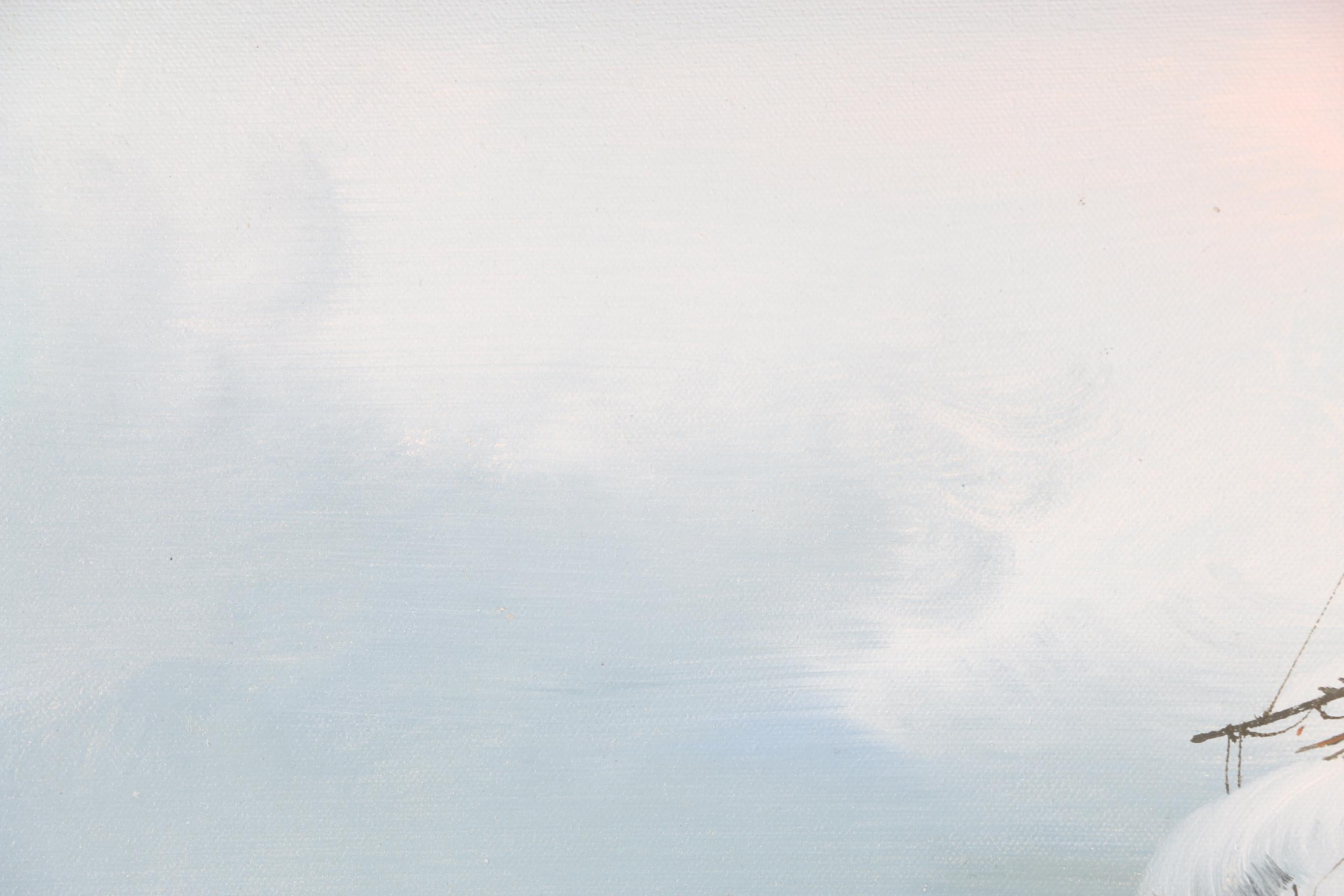 Garrison Oil on Canvas Painting of Sailing Ship