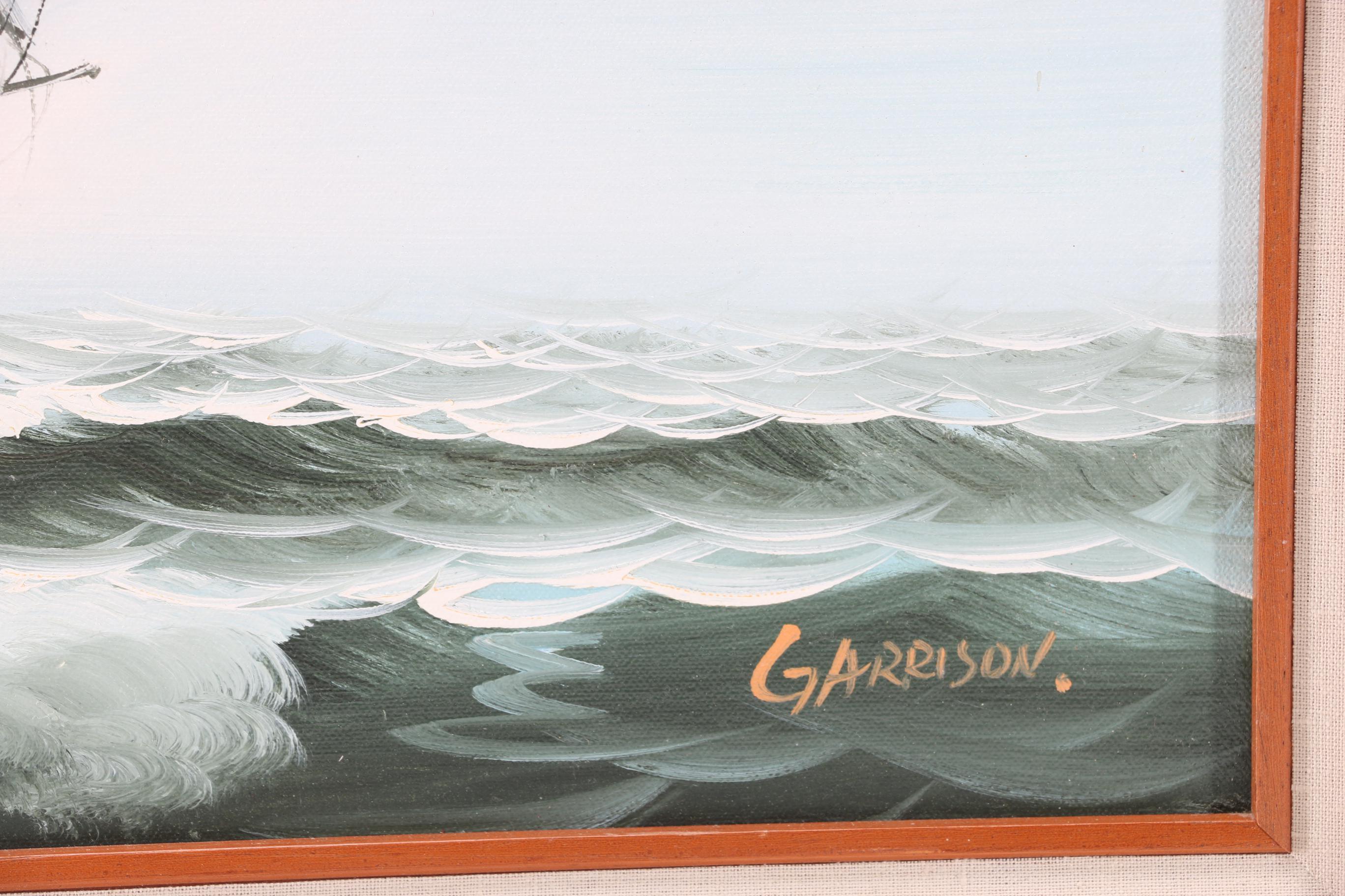 Garrison Oil on Canvas Painting of Sailing Ship
