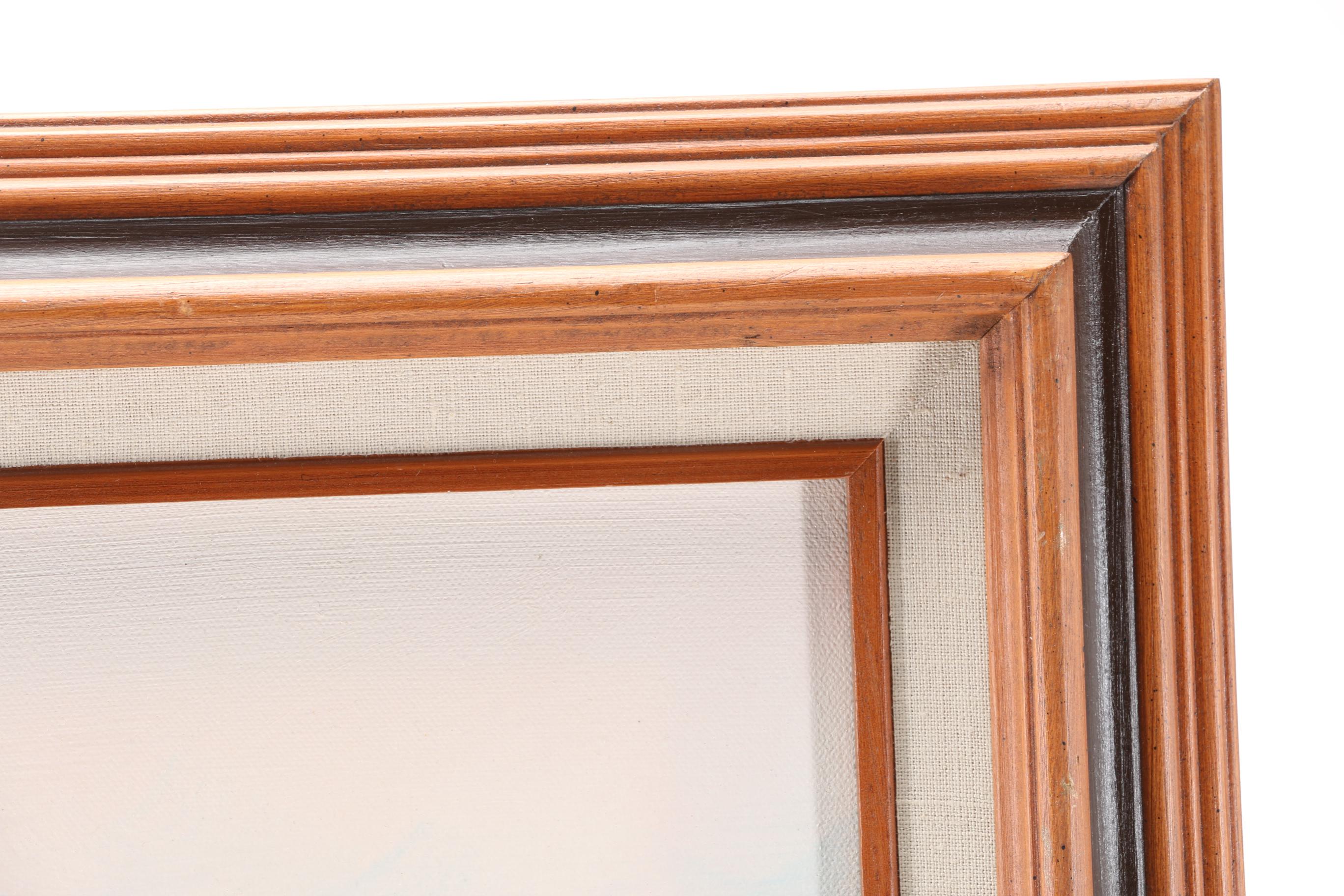 Garrison Oil on Canvas Painting of Sailing Ship