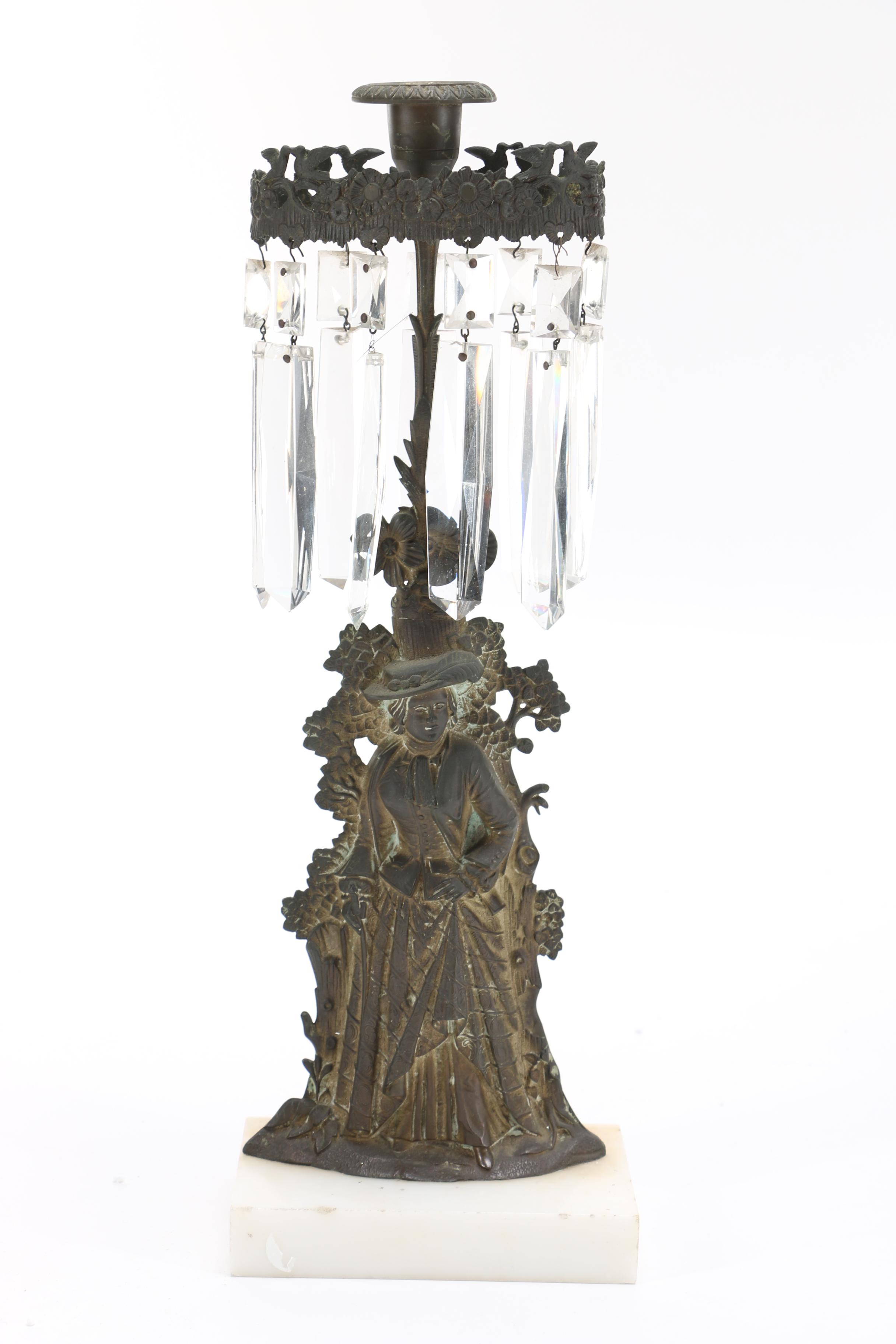 Marble and Cut Glass Candelabra