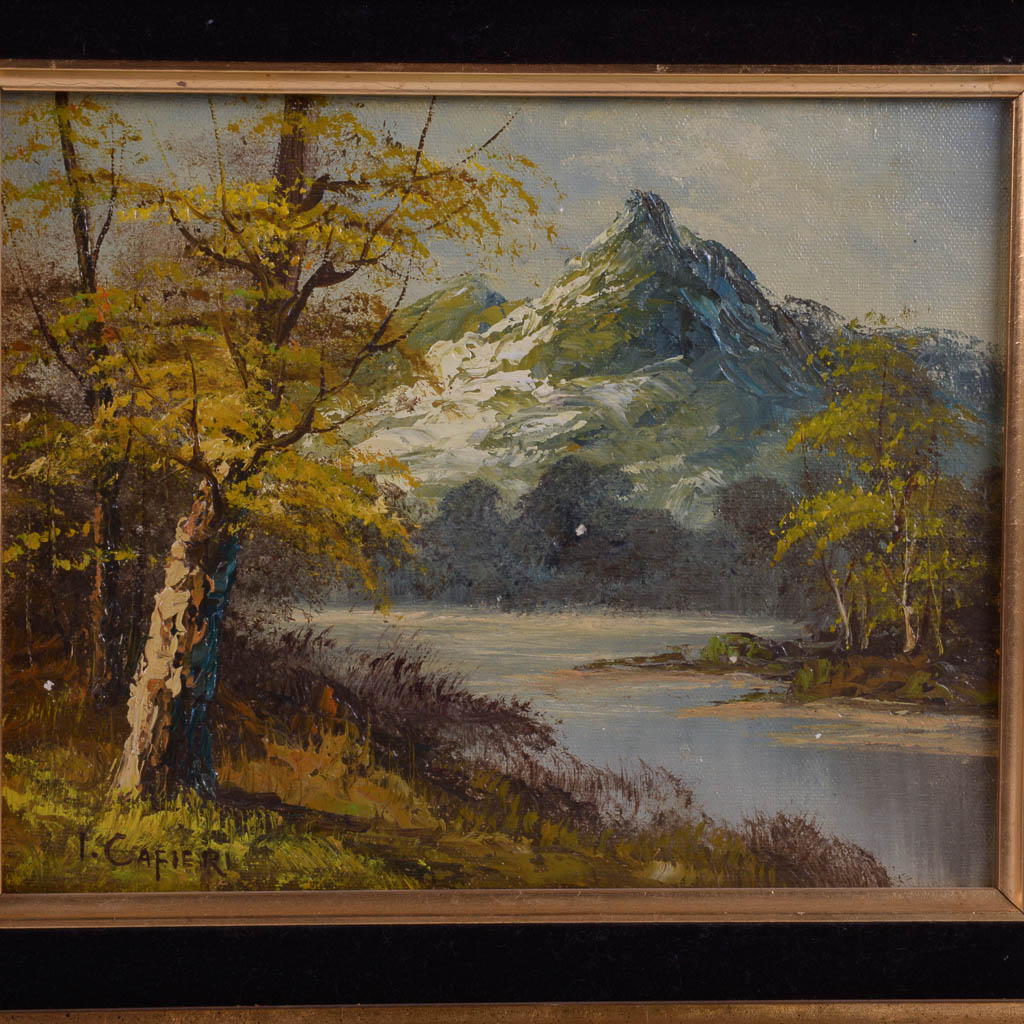 Original Mountain Landscape Oil Painting Signed I. Cafieri