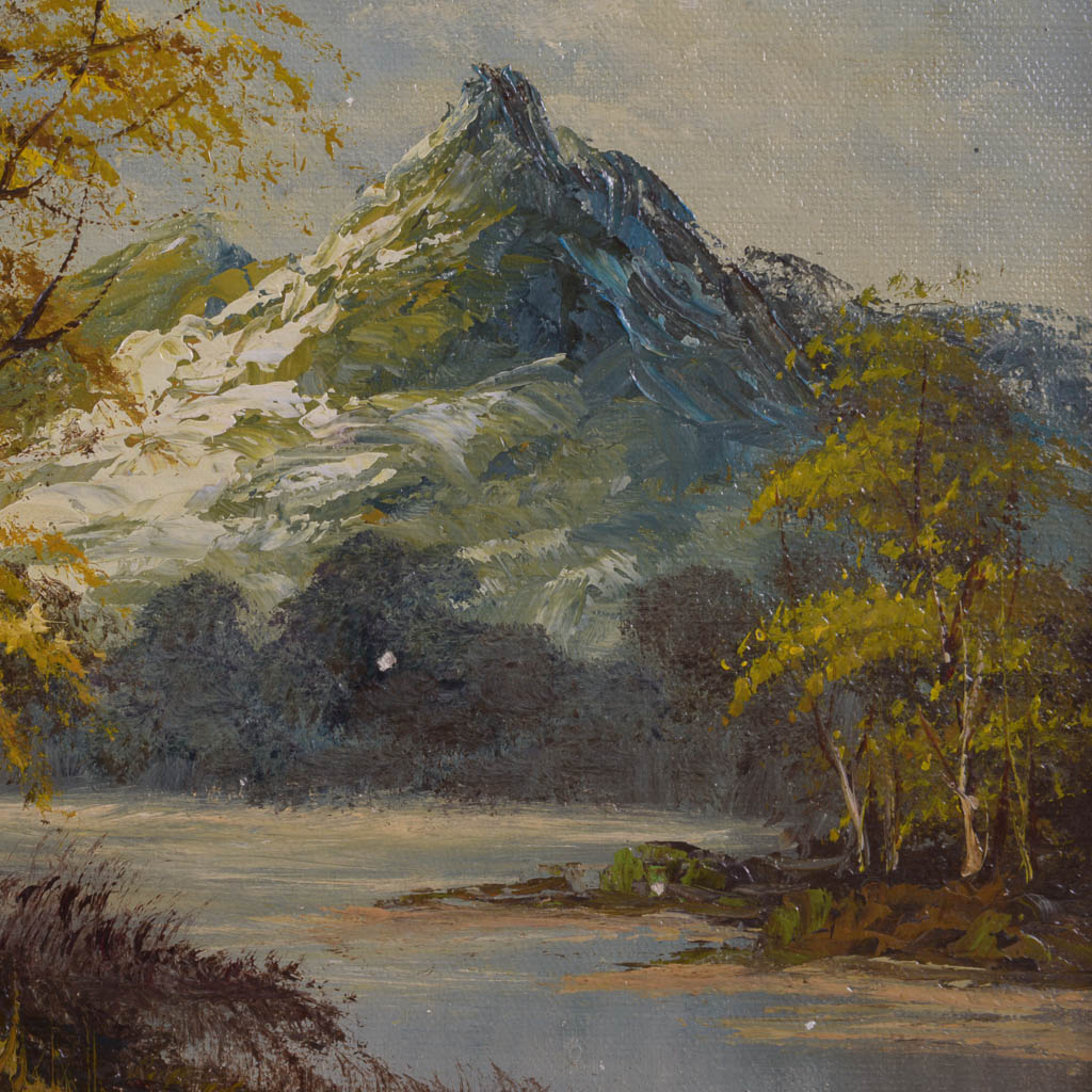 Original Mountain Landscape Oil Painting Signed I. Cafieri