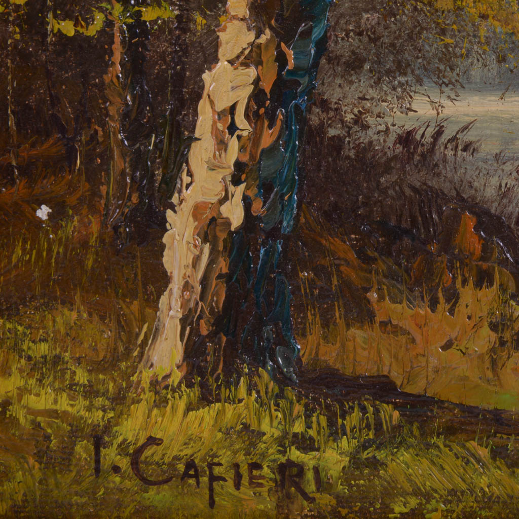 Original Mountain Landscape Oil Painting Signed I. Cafieri