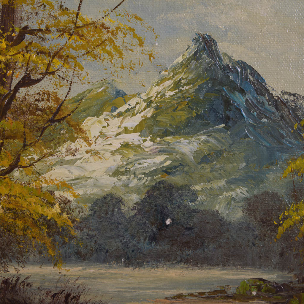 Original Mountain Landscape Oil Painting Signed I. Cafieri