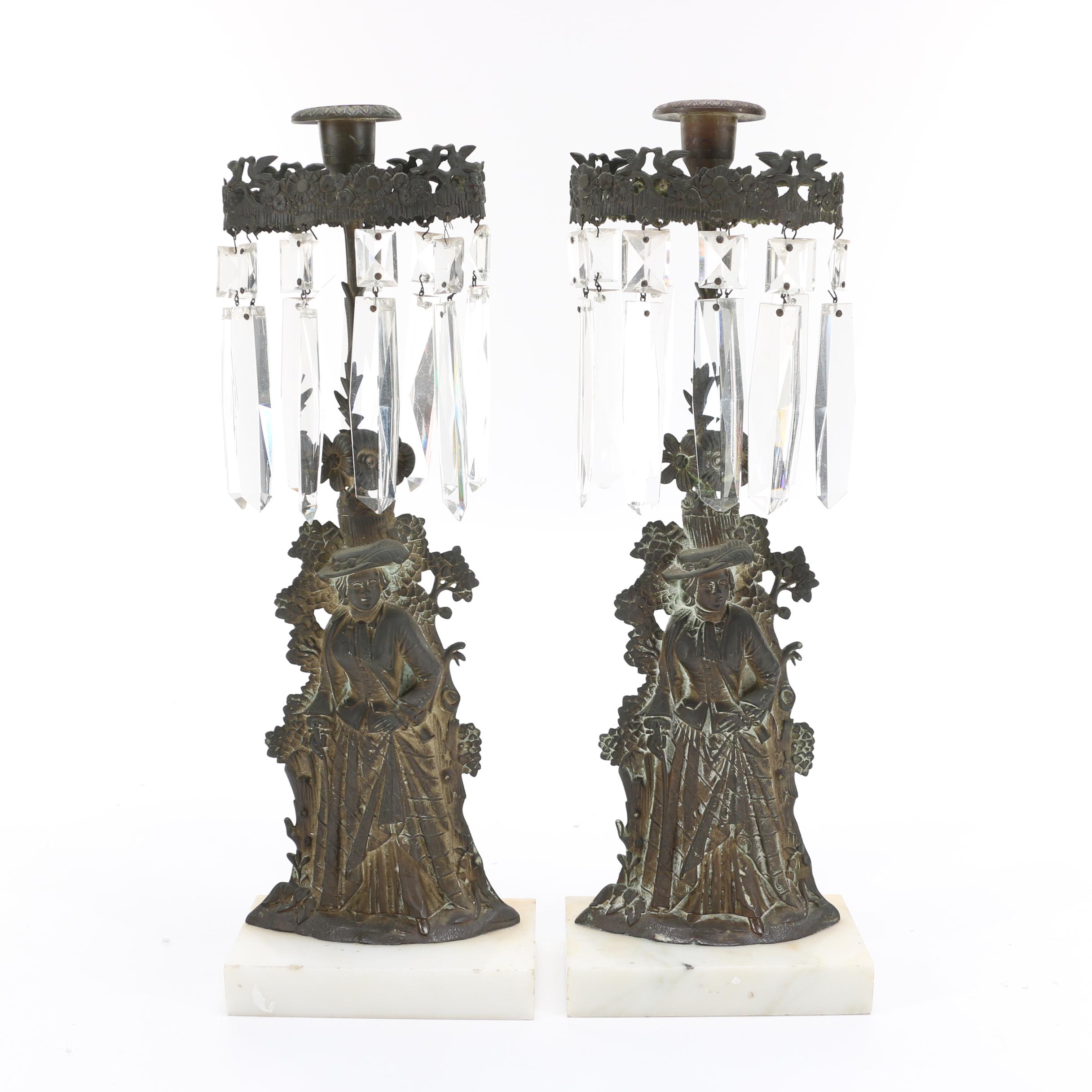 Marble and Cut Glass Candelabra