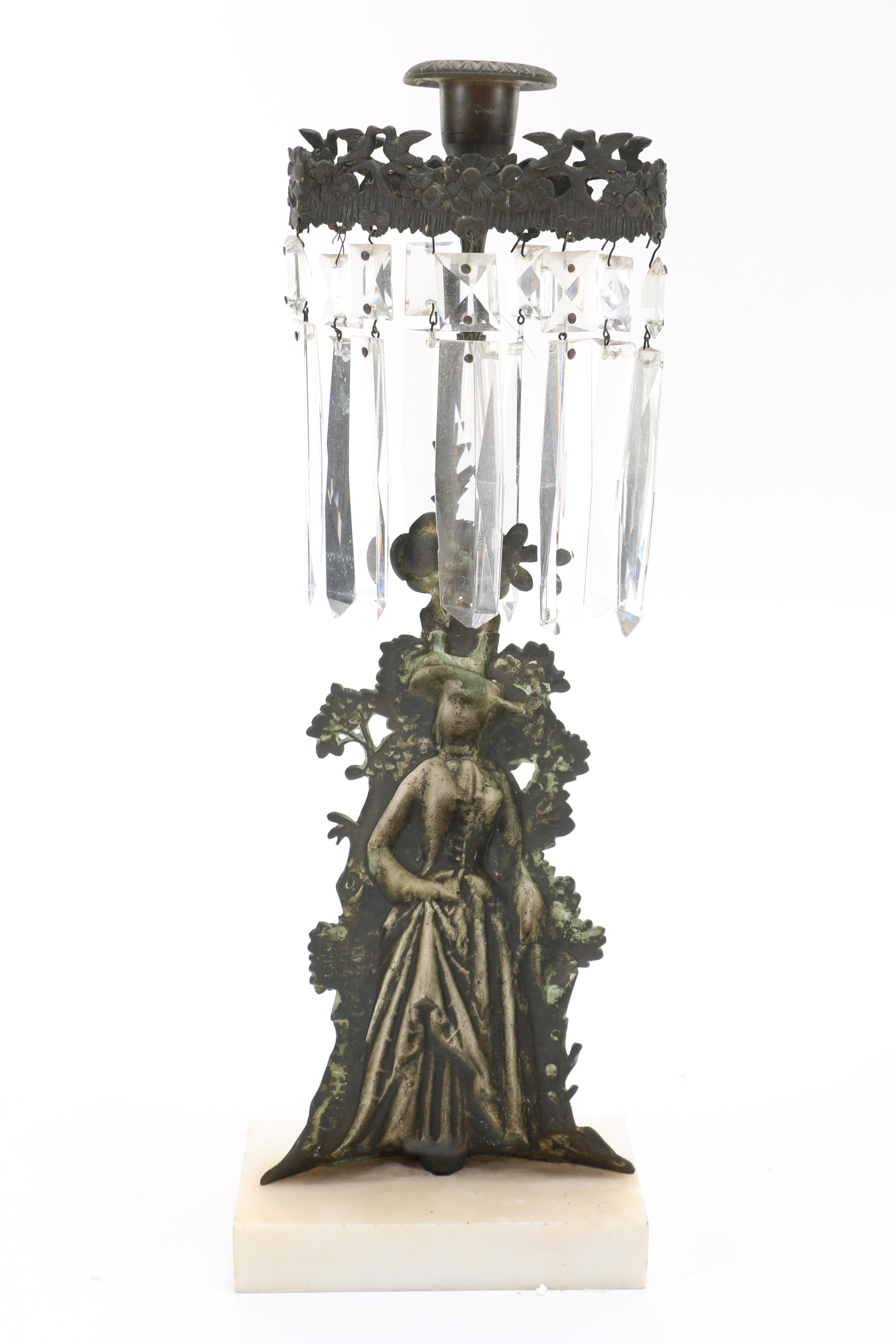 Marble and Cut Glass Candelabra