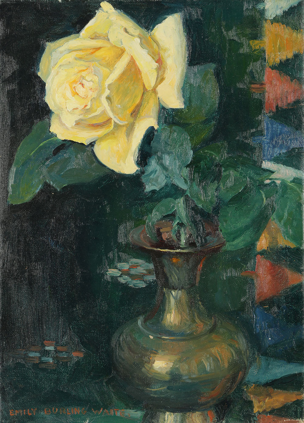 Emily B. Waite Oil Painting on Unstretched Canvas Still LIfe