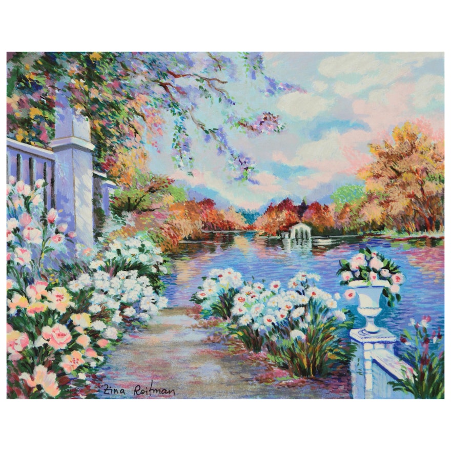 Zina Roitman Limited Edition Serigraph "Lac Fleuri"