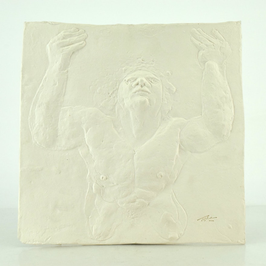 "Icarus" Ceramic Bas-Relief Sculpture After John Tuska