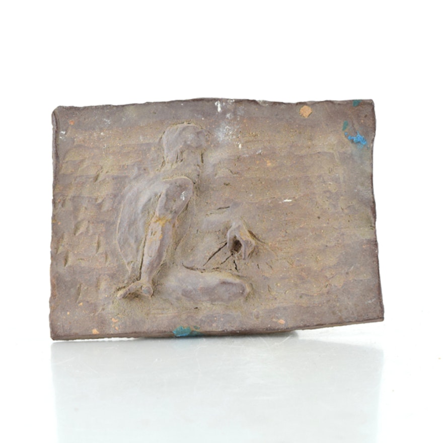 Original Tuska Bas-Relief Ceramic Sculpture of a Male Figure