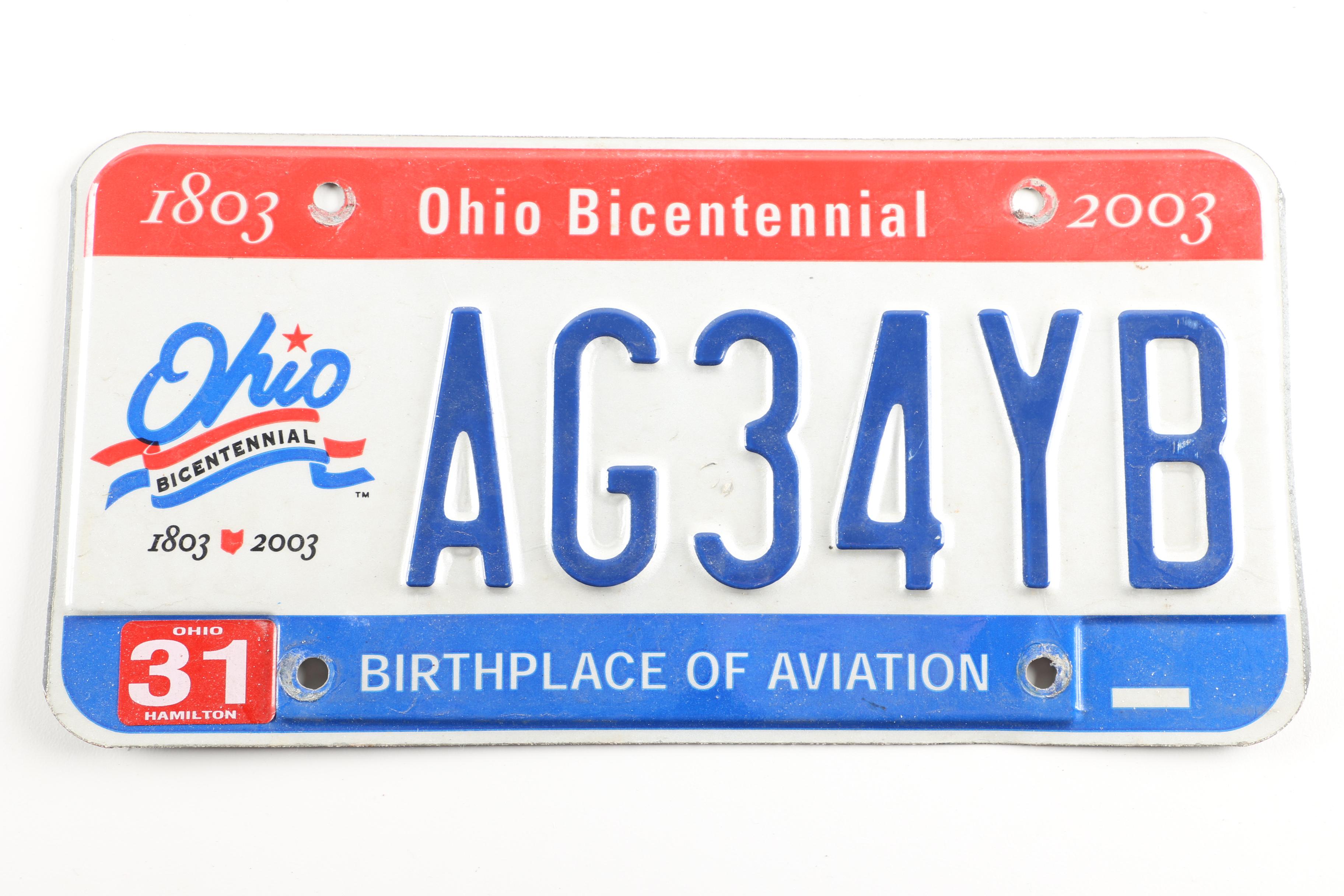 Fifty-Six Vintage and Contemporary Ohio License Plates