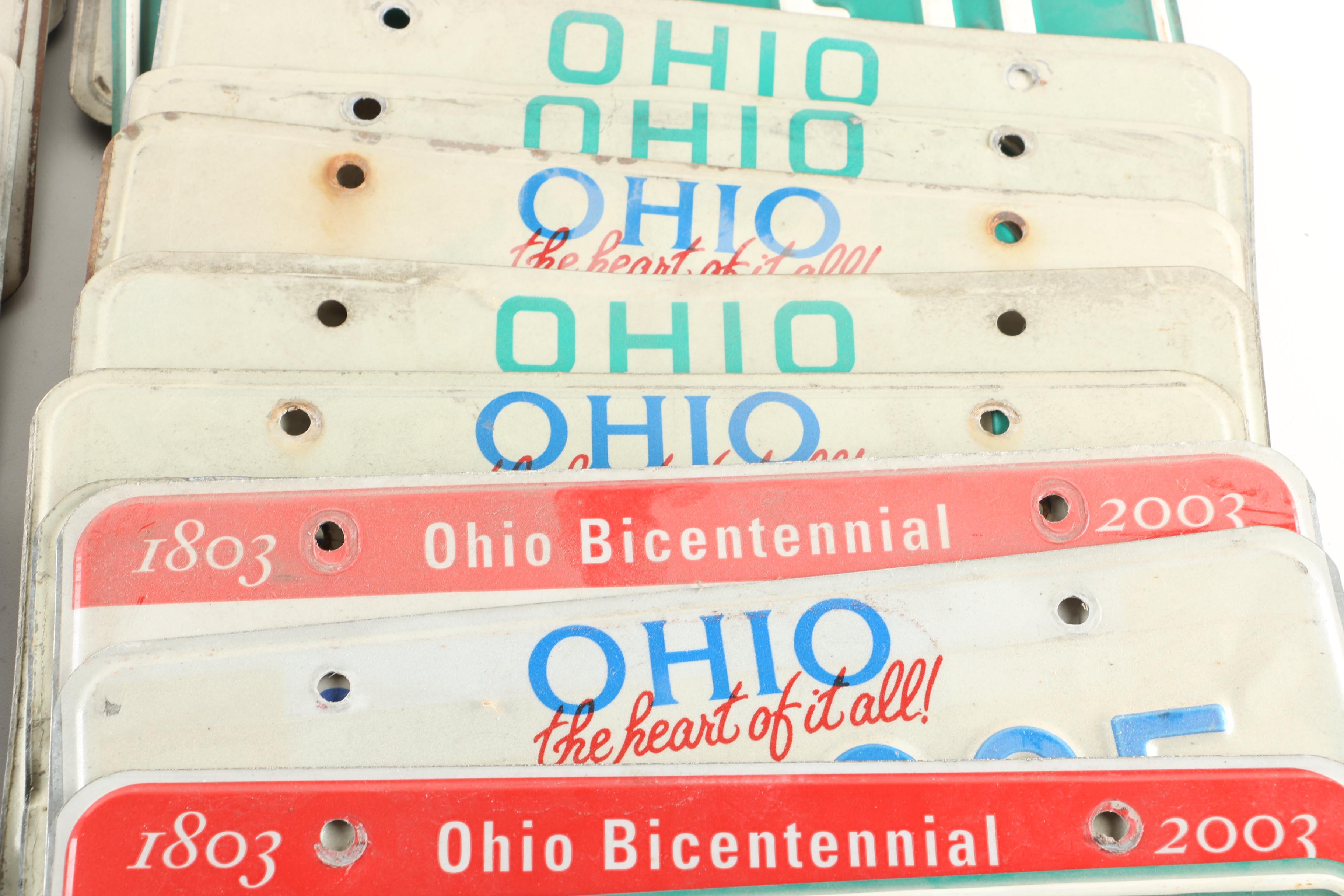 Fifty-Six Vintage and Contemporary Ohio License Plates