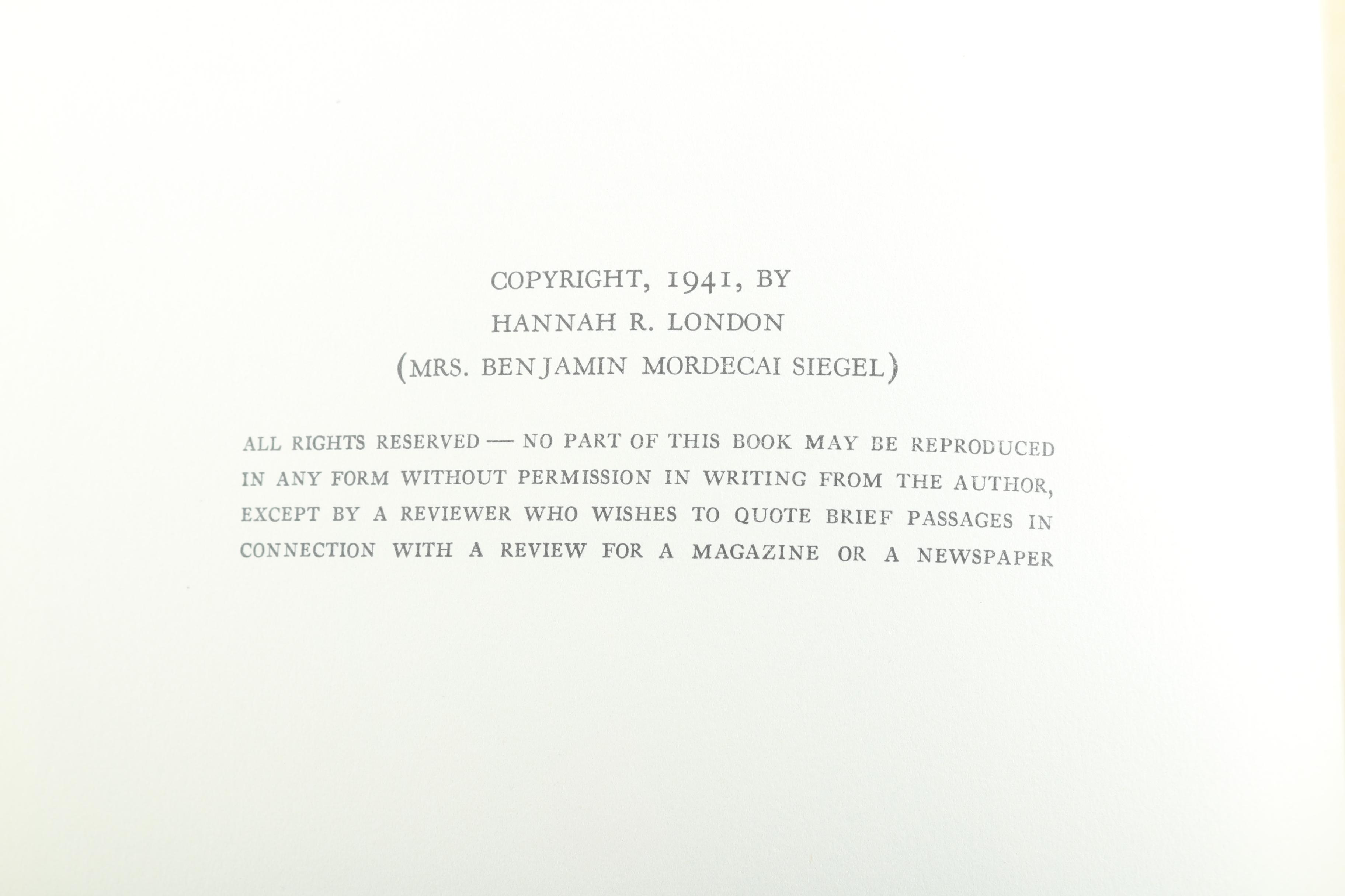 1941 First Edition "Shades of My Forefathers" by Hannah R. London