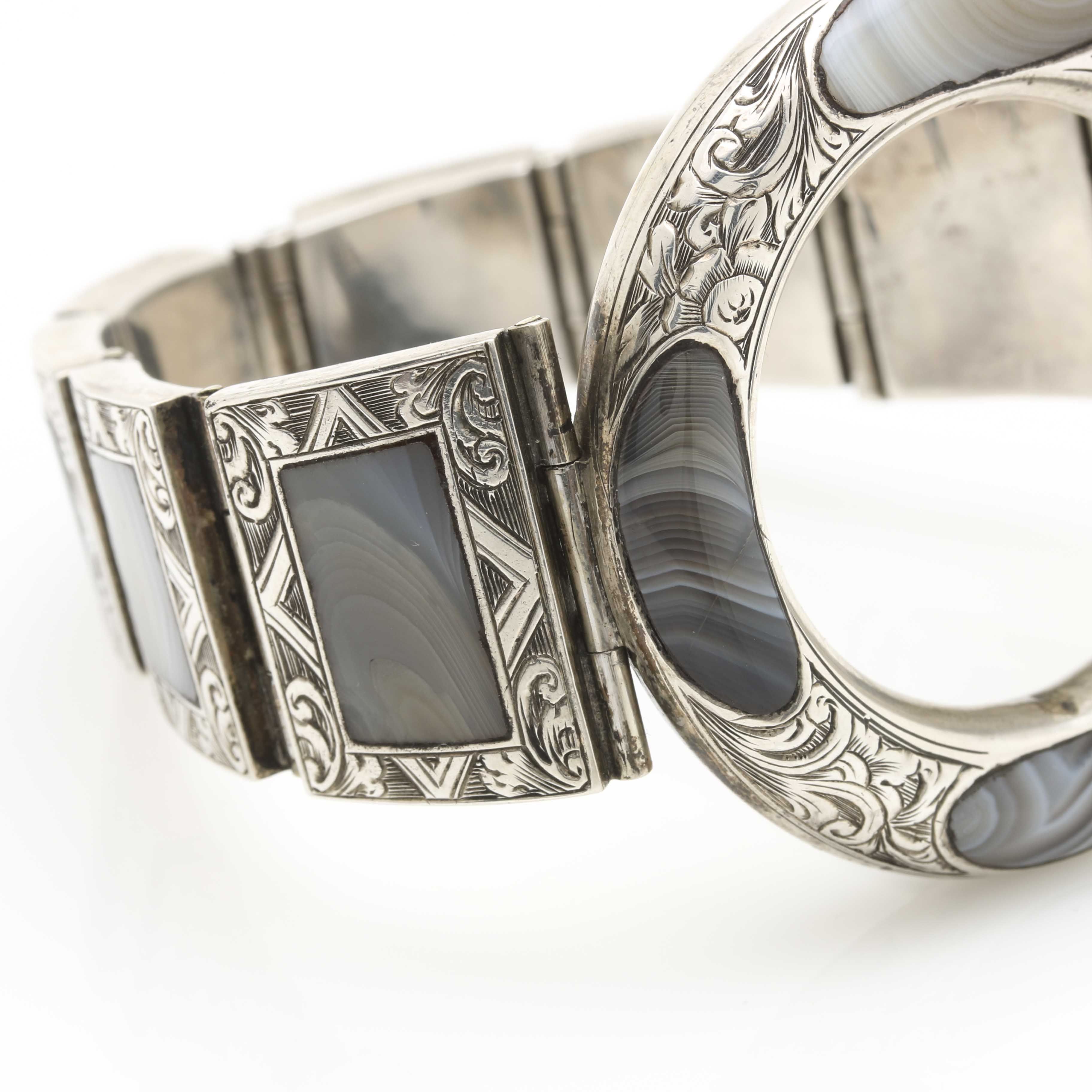 800 Silver Agate Link Bracelet