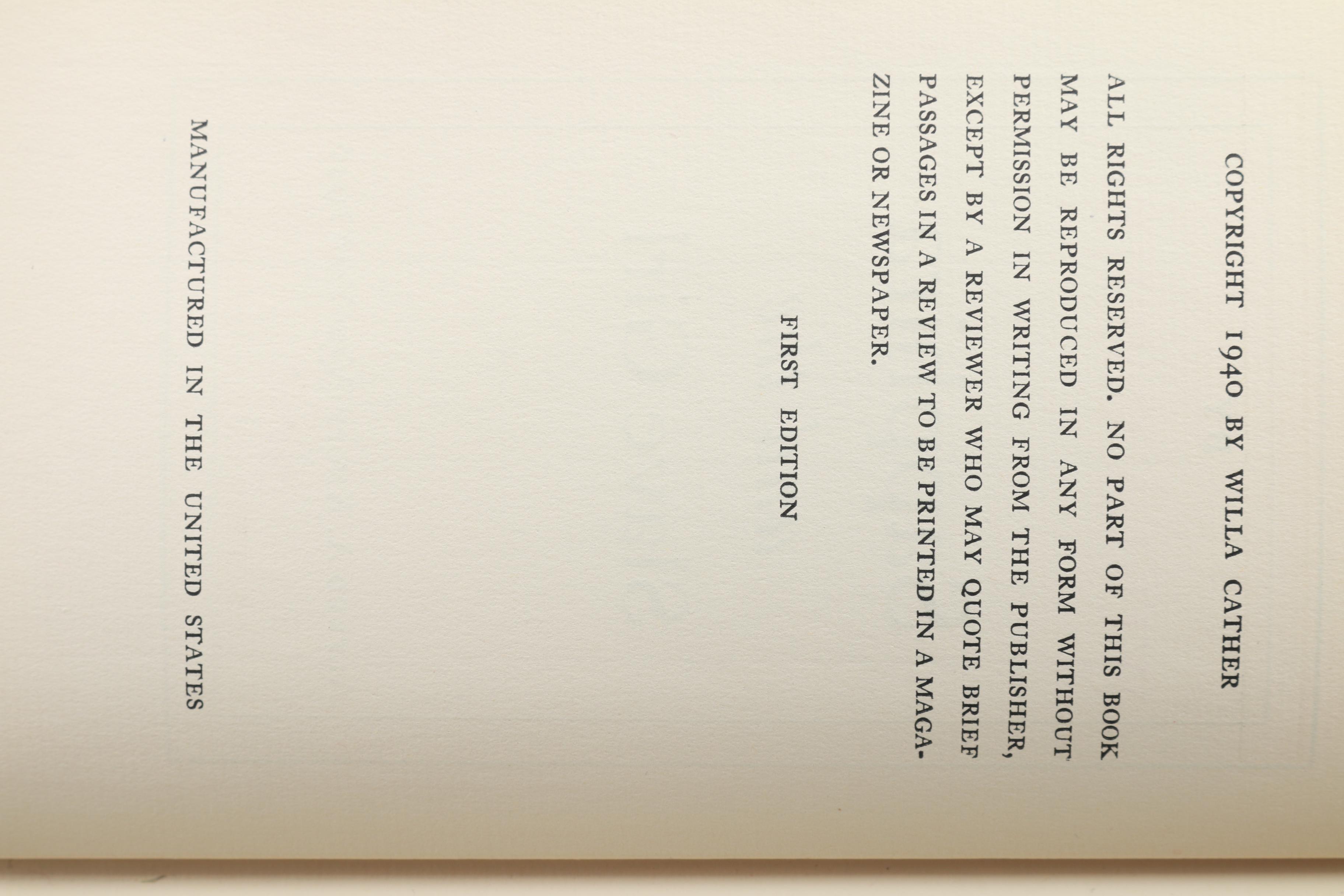 1940 First Edition "Sapphira and The Slave Girl" by Willa Cather