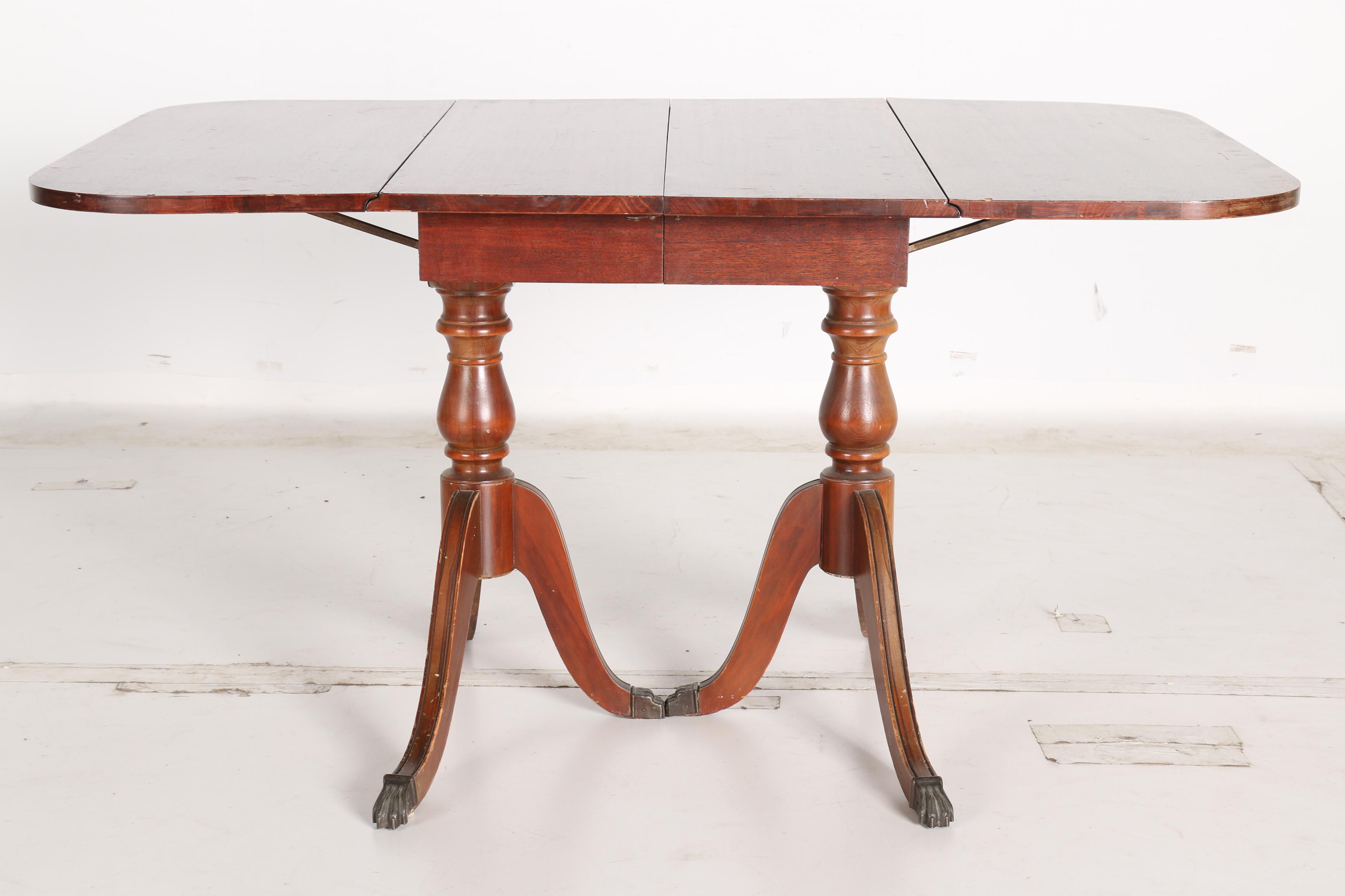 Vintage Duncan Phyfe Style Drop-Leaf Dining Table