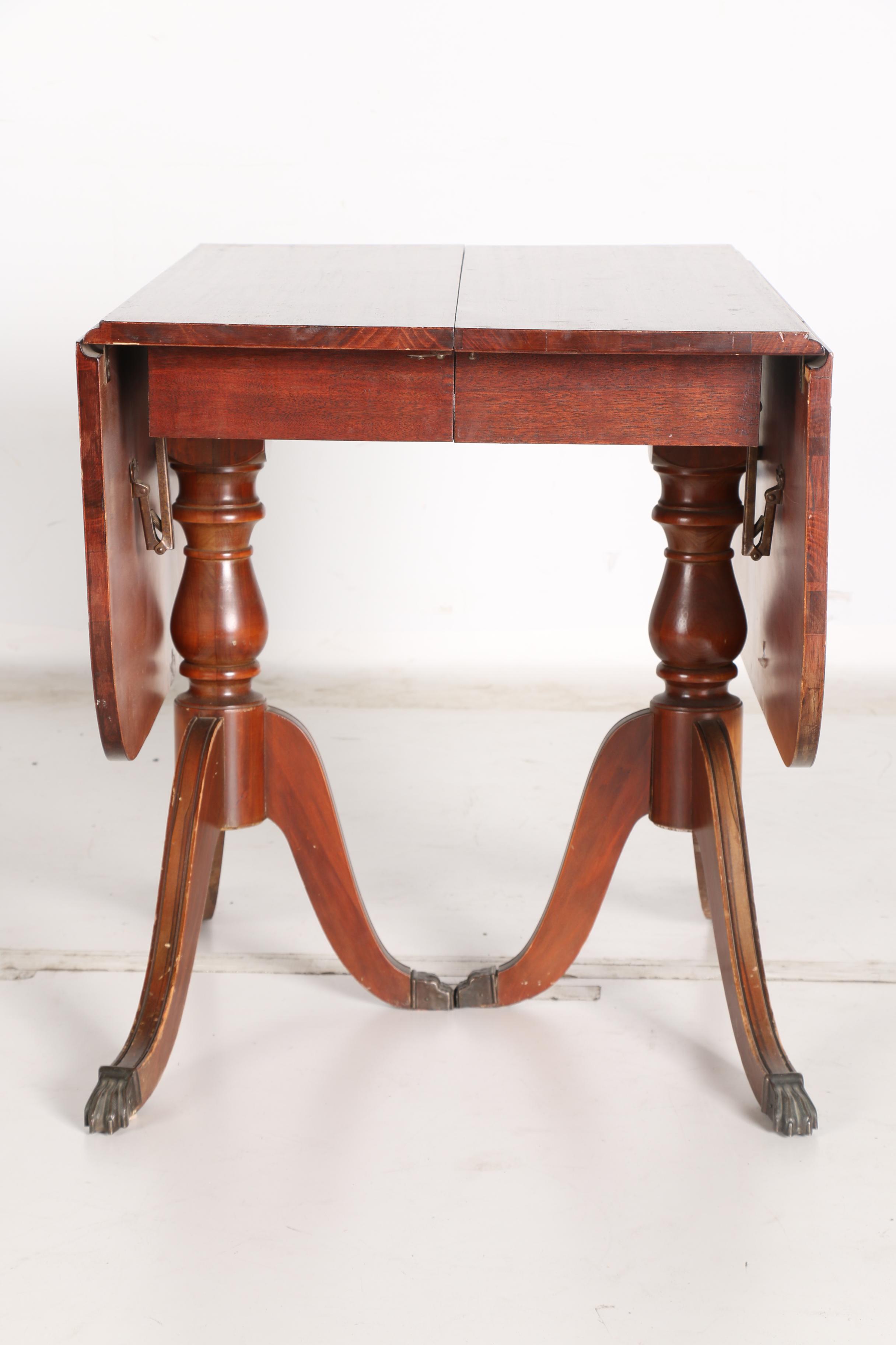 Vintage Duncan Phyfe Style Drop-Leaf Dining Table