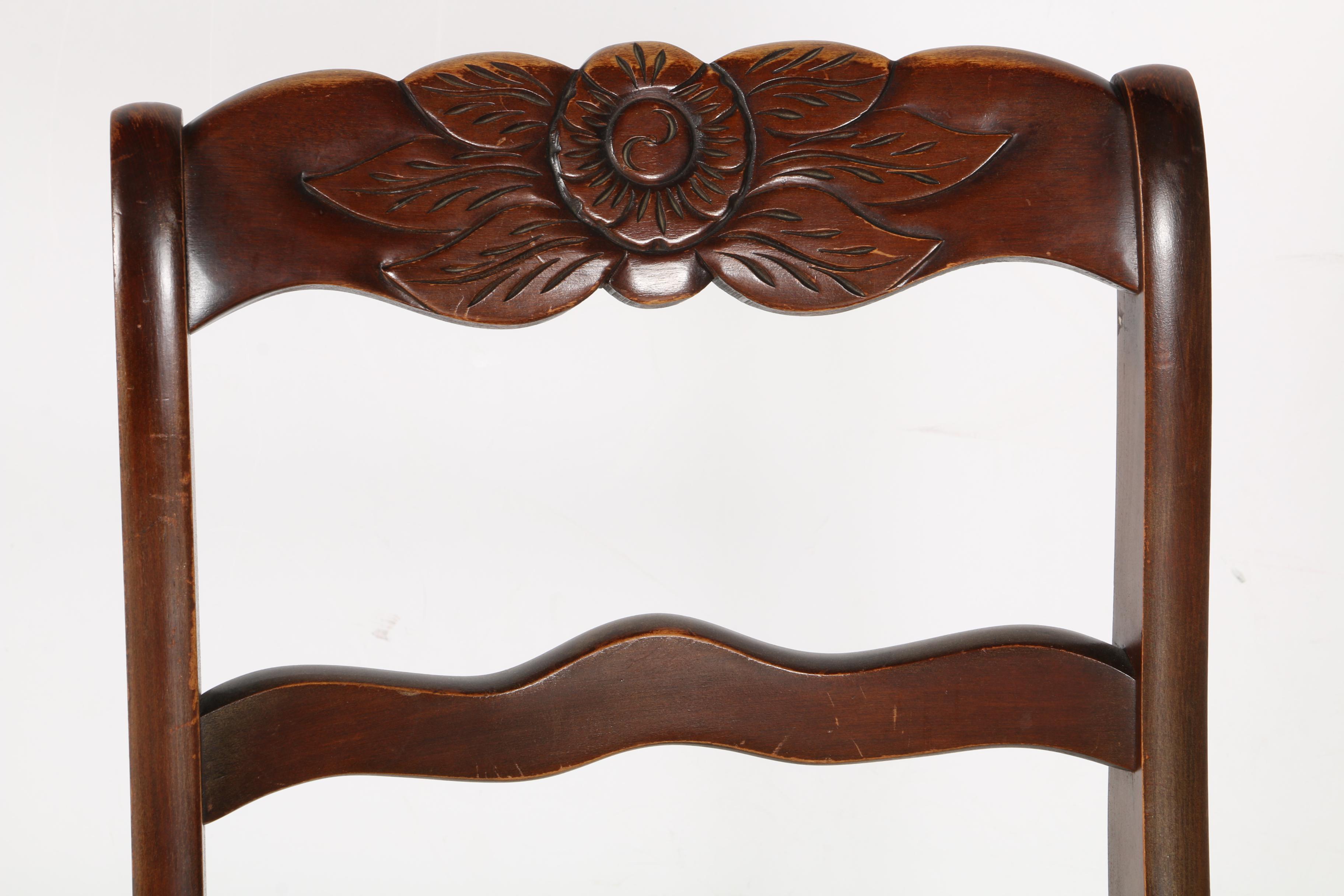 Vintage Classical Style Side Chair With Needlepoint Seat