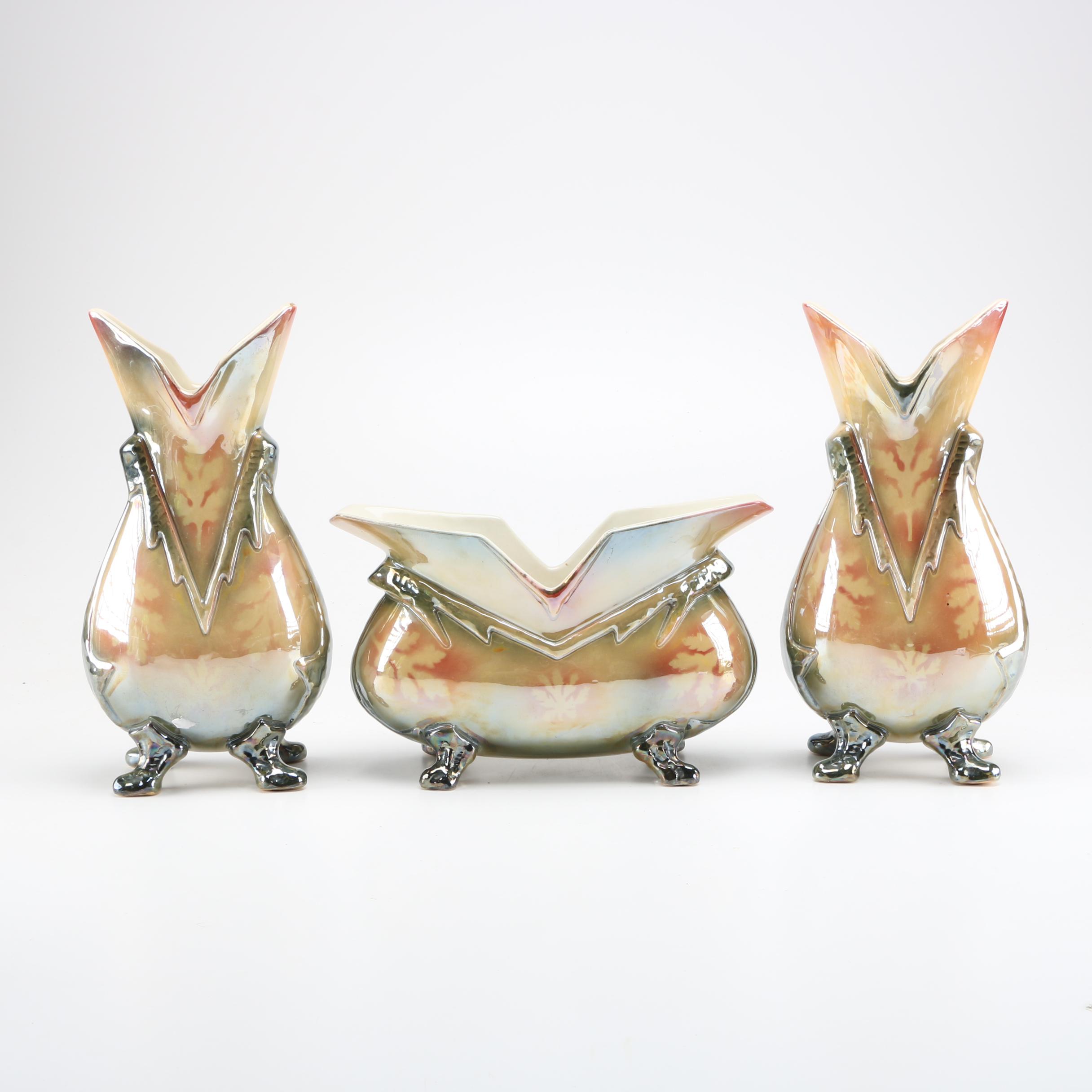 Art Deco Style Lusterware Garniture Set