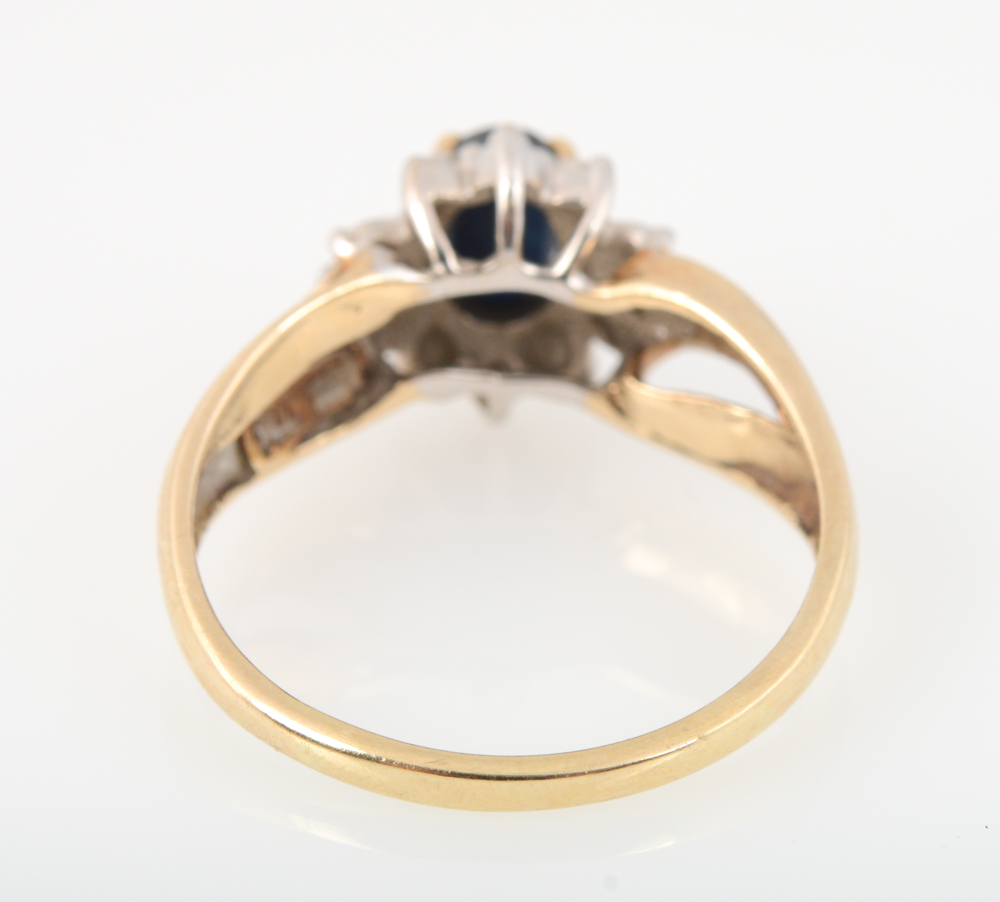 10K Yellow Gold Sapphire and Diamond Ring