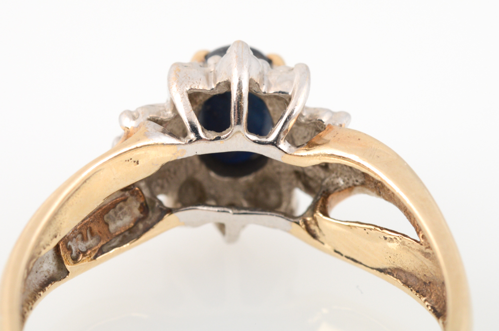 10K Yellow Gold Sapphire and Diamond Ring