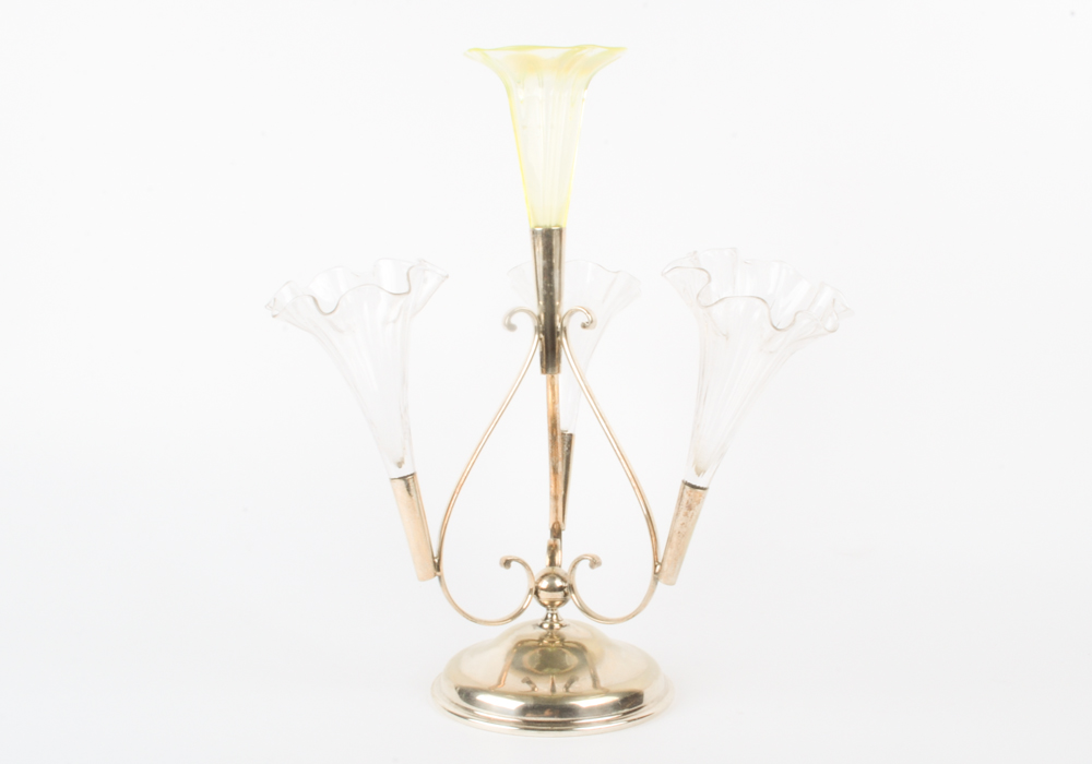 Glass and Silver Plate Epergne