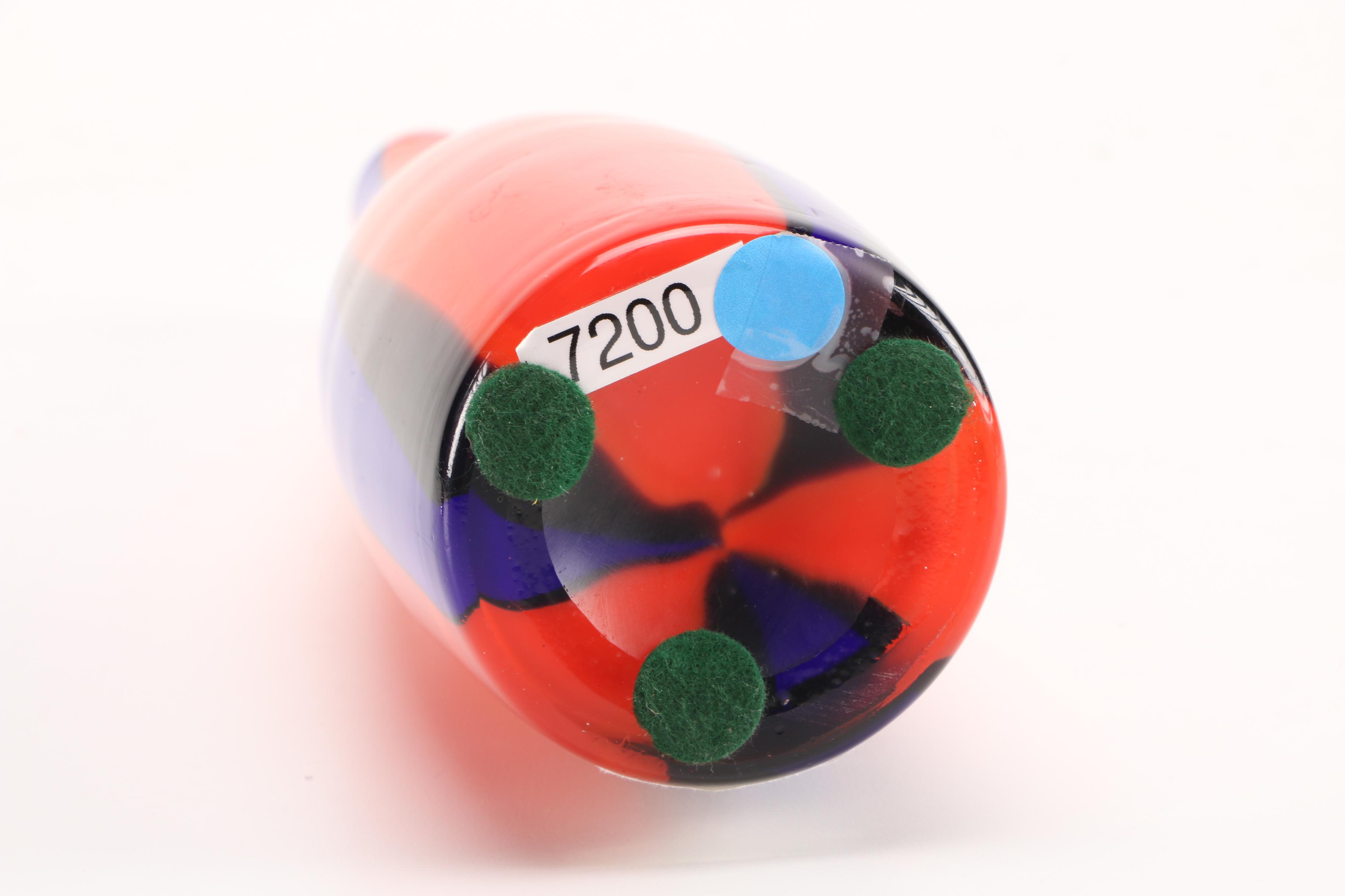 Mid-Century Blue Striped Glass Vases