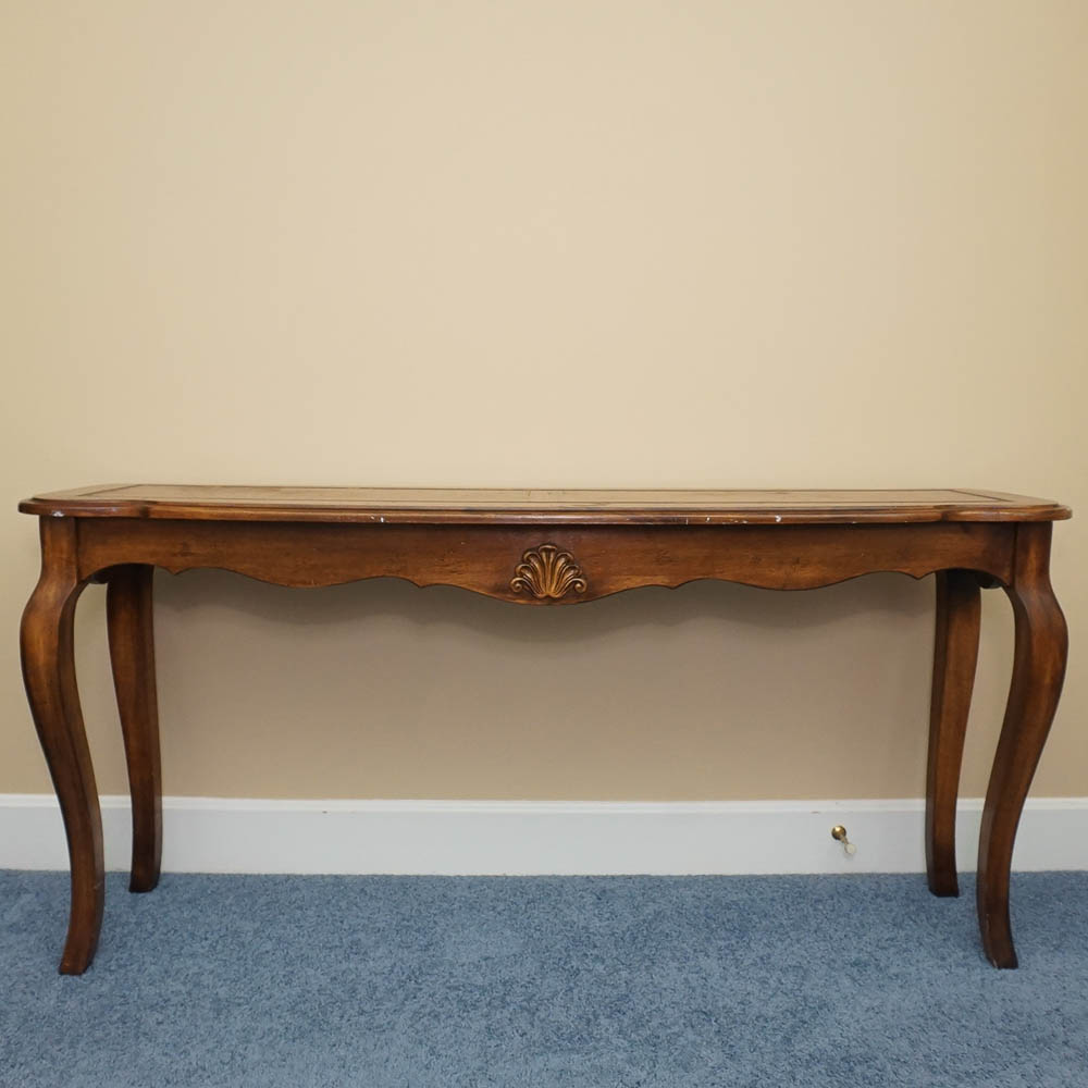 Vintage Queen Anne Style Oak Console Table