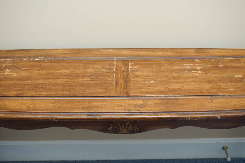 Vintage Queen Anne Style Oak Console Table