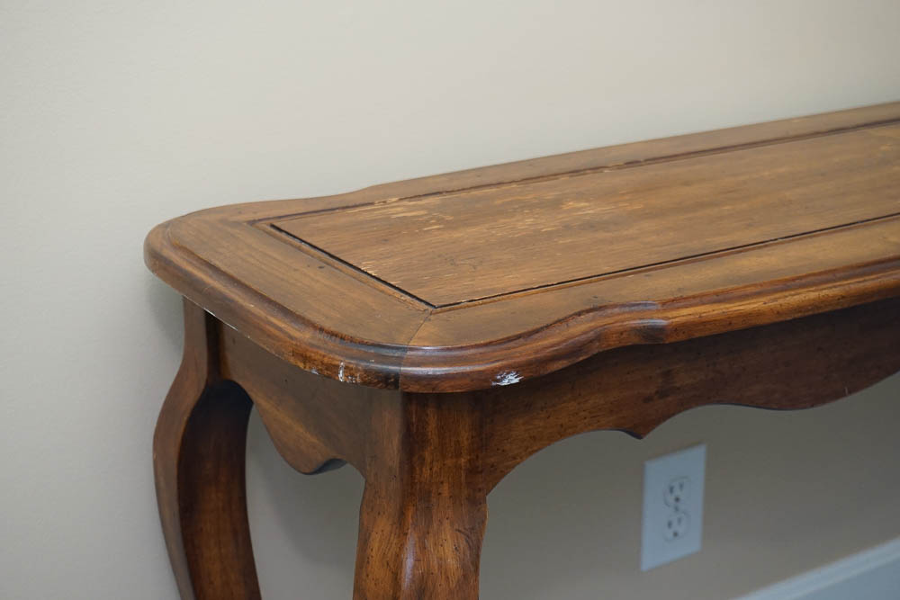 Vintage Queen Anne Style Oak Console Table
