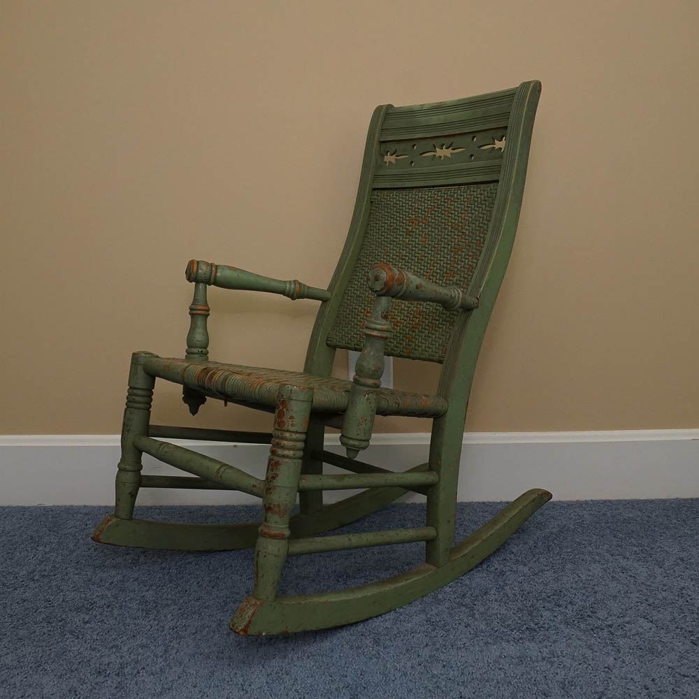 Antique Child's Rush Seat Rocking Chair