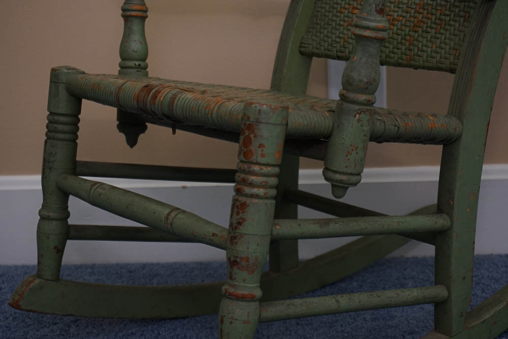 Antique Child's Rush Seat Rocking Chair