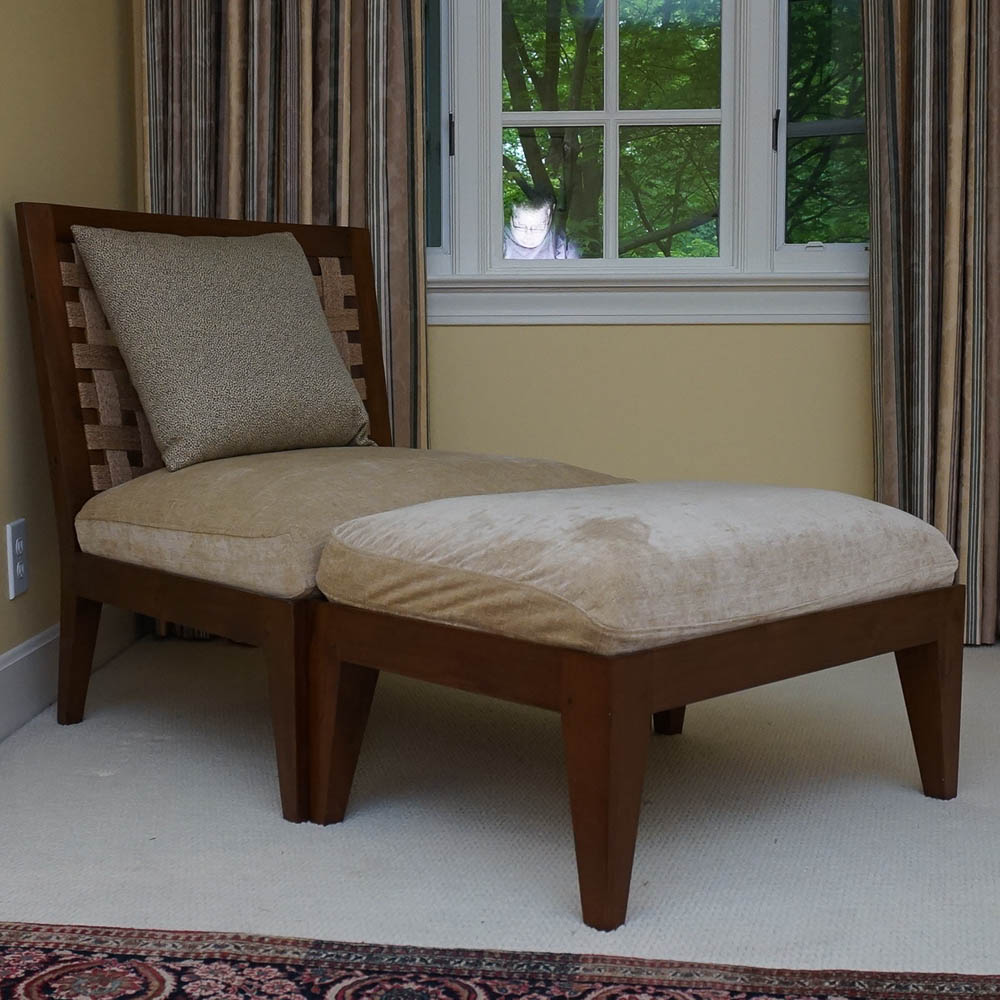 Modern Slant Back Chair With Ottoman