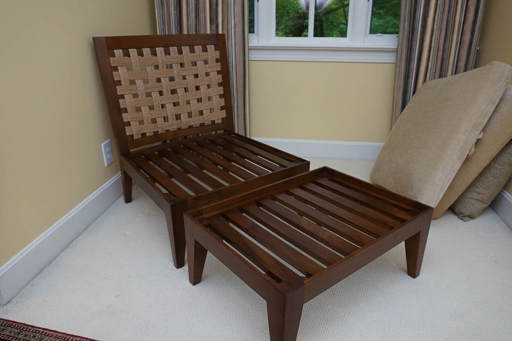 Modern Slant Back Chair With Ottoman