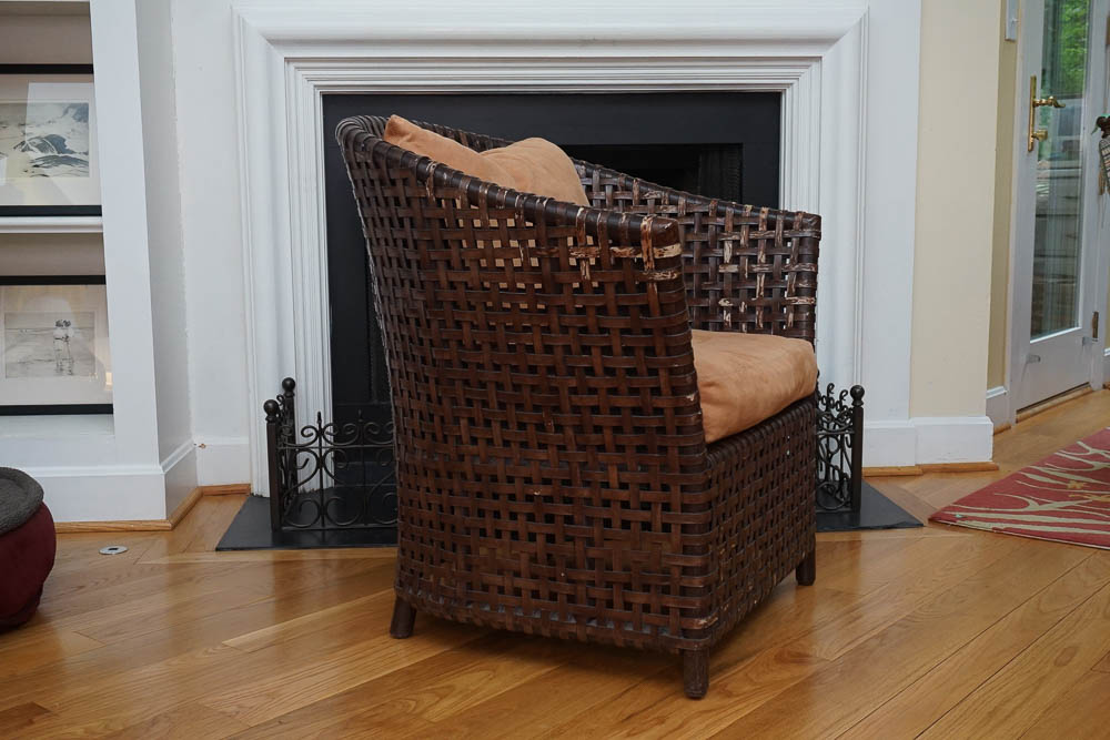 Contemporary Leather Cushion Barrel Seat