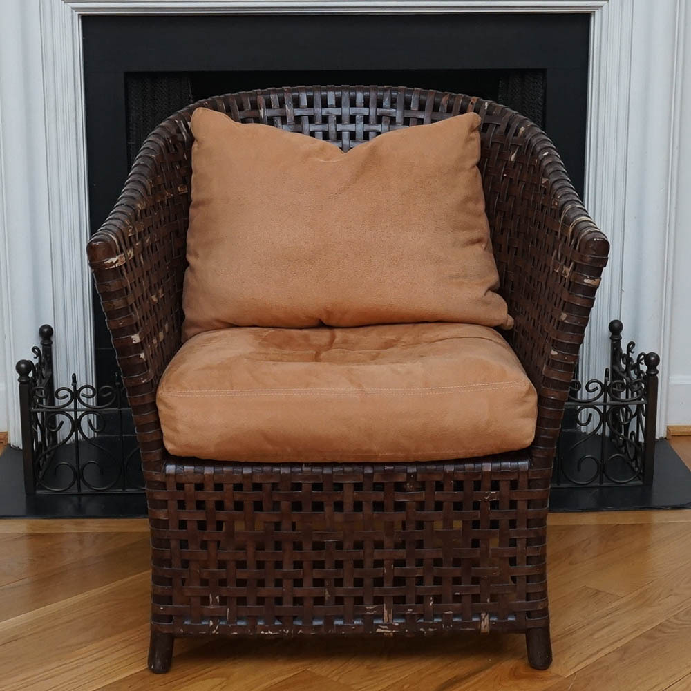 Woven Leather Barrel Chair