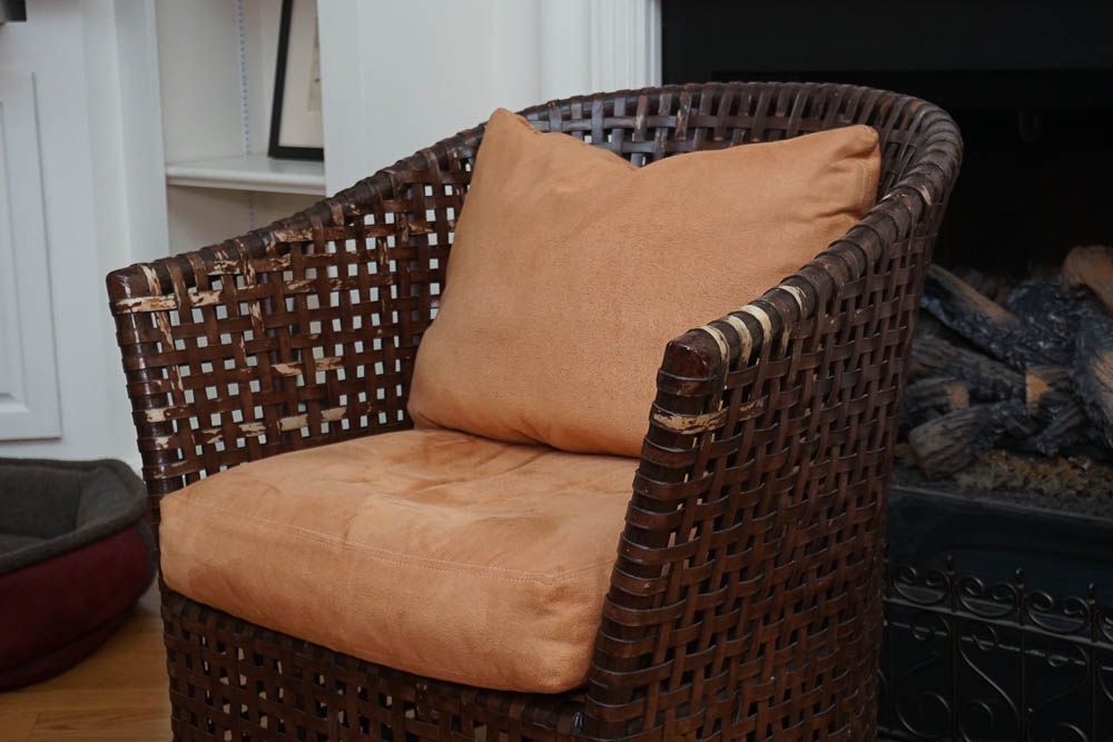 Woven Leather Barrel Chair