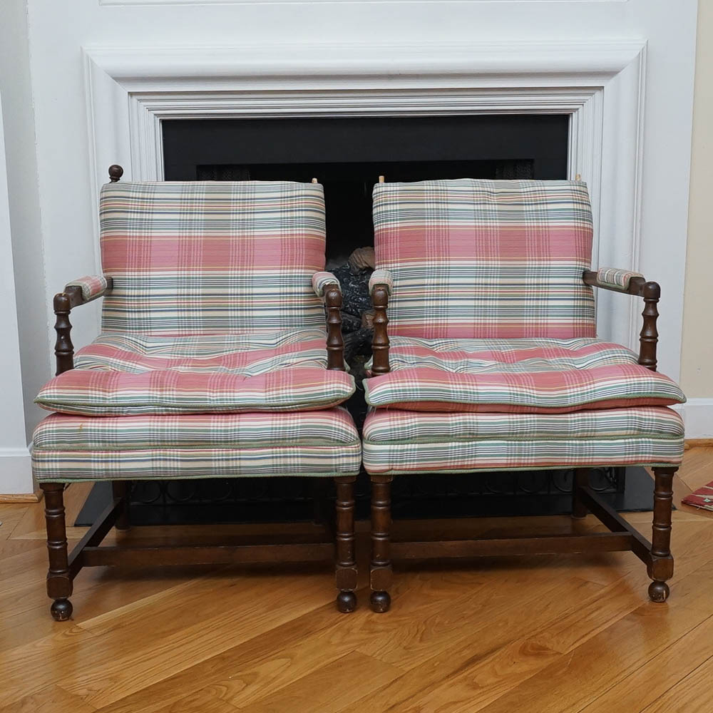 Vintage William and Mary Style Arm Chairs