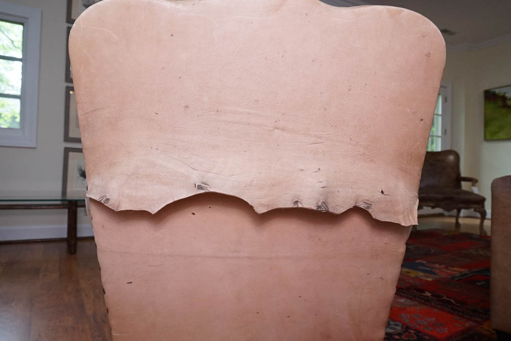 Western Style Leather Club Chair and Ottoman