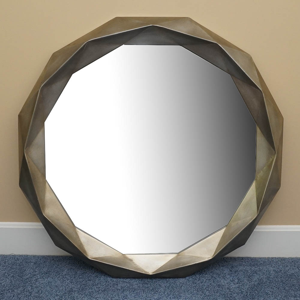 Wall Mirror With Faceted Style Frame