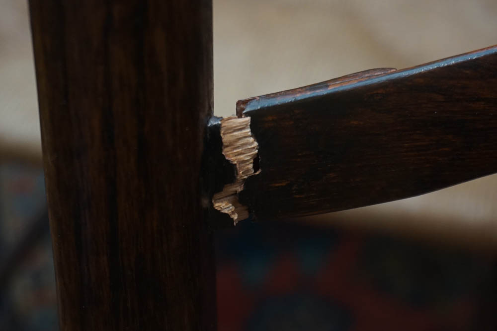 Vintage Oak Rush Seat Ladder Back Armchairs