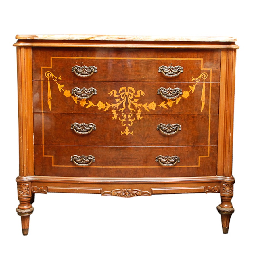 Louis XVI Influenced Chest of Drawers with Marble Top