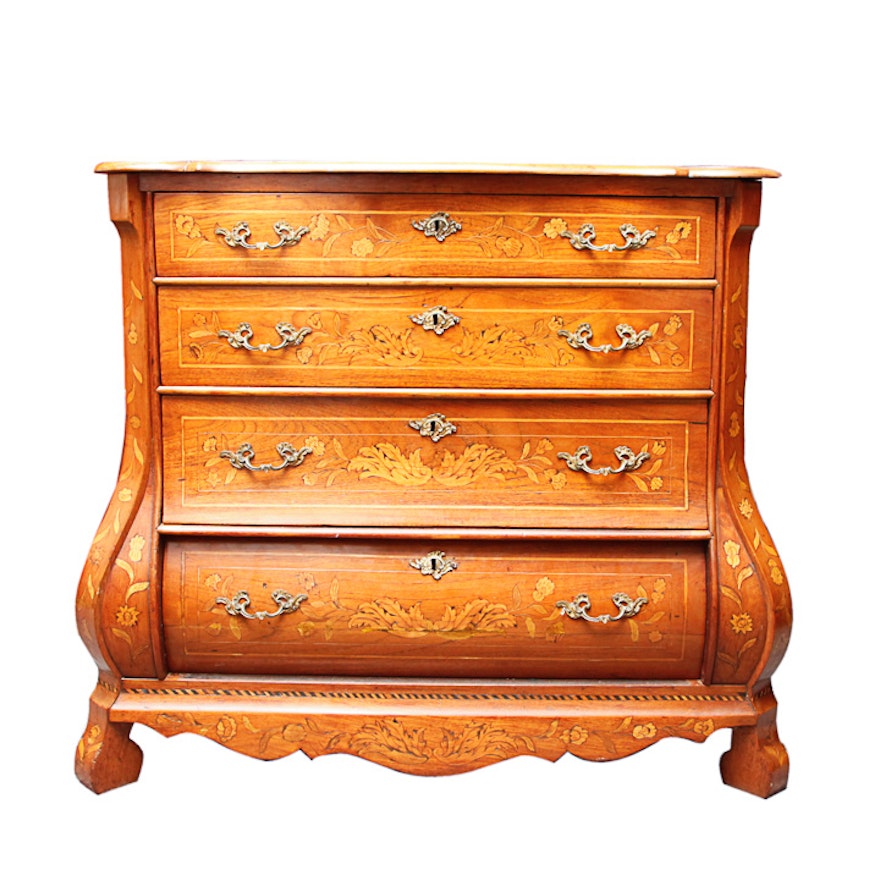 Antique Chest of Drawers with Ornate Dutch Marquetry Inlay