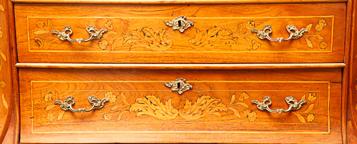 Antique Chest of Drawers with Ornate Dutch Marquetry Inlay