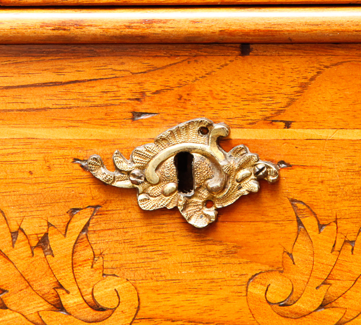 Antique Chest of Drawers with Ornate Dutch Marquetry Inlay
