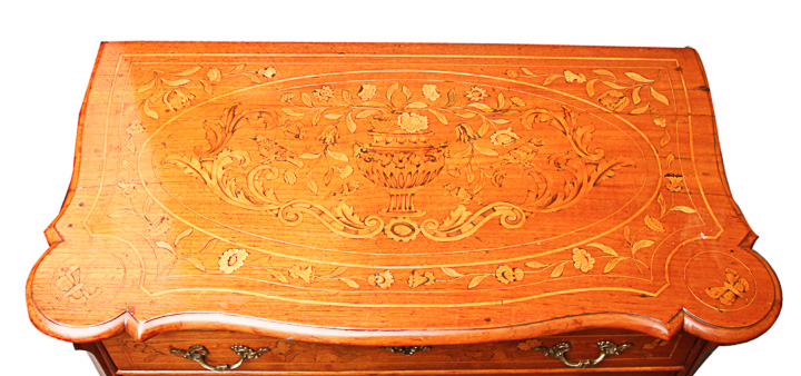 Antique Chest of Drawers with Ornate Dutch Marquetry Inlay