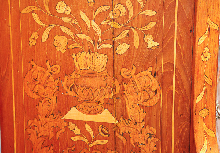 Antique Chest of Drawers with Ornate Dutch Marquetry Inlay