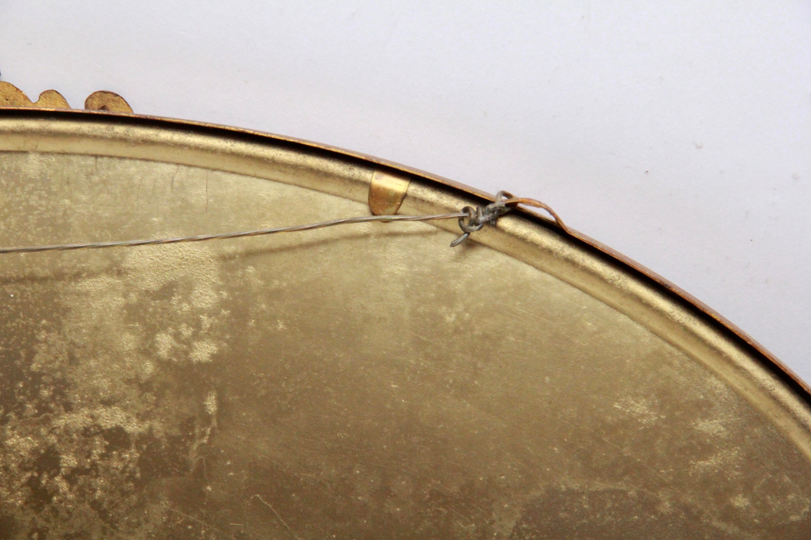 Vintage Lithograph in Metal Frame with Convex Glass