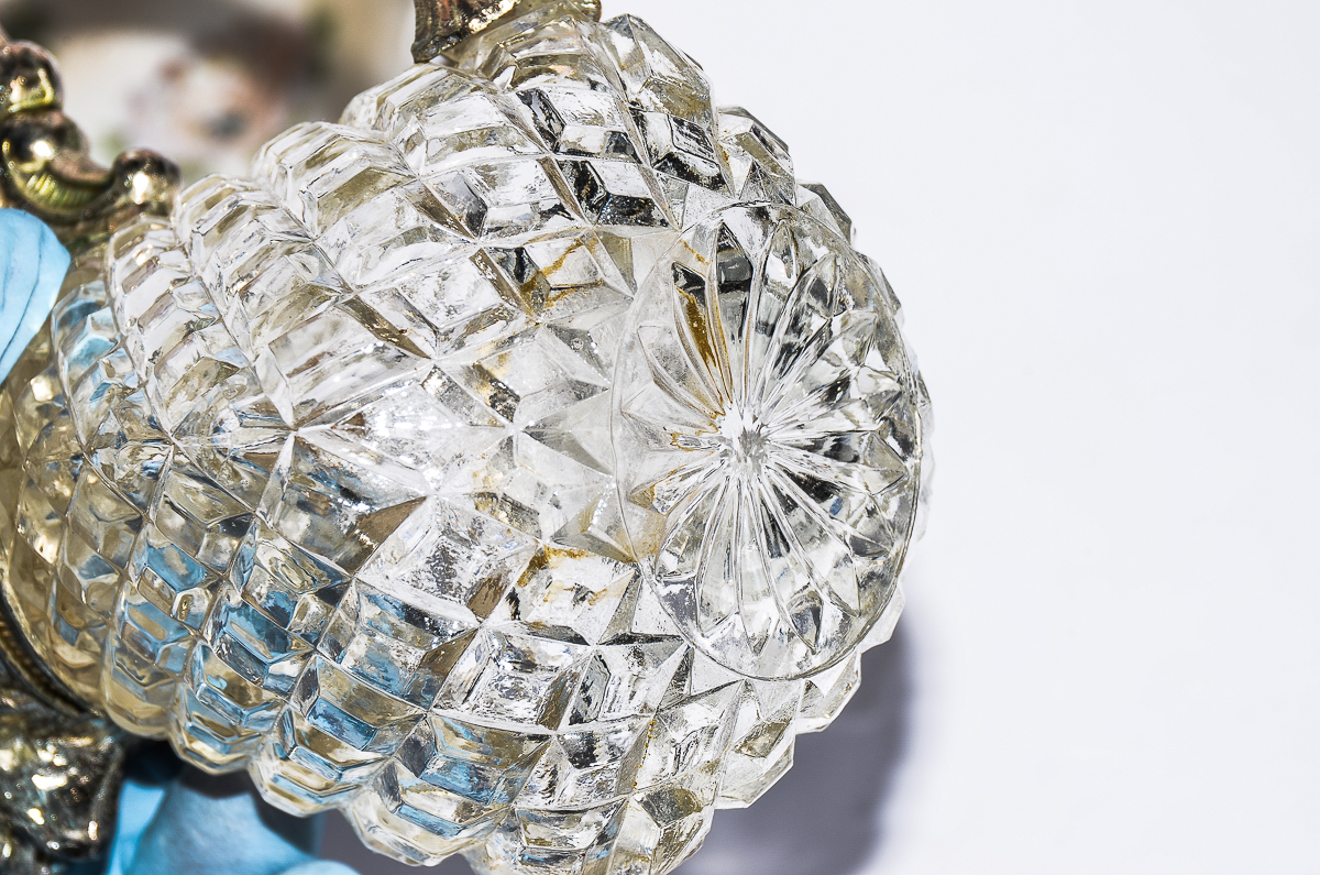 Collection of Antique Hand-Painted Porcelain and Glass Kitchenware